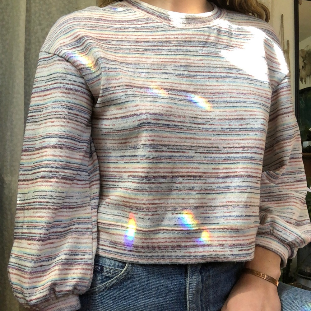 Madewell striped puffed sleeve sweater